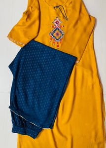 Beautiful Orange Kurta Palazzo Set, Size-M