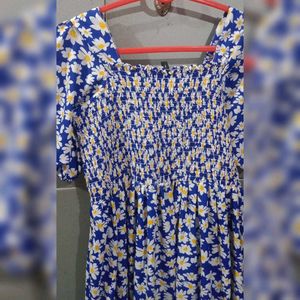 Floral Print Smocked Midi Dress