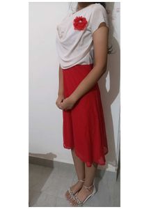 Red Skirt &amp; White Top Set