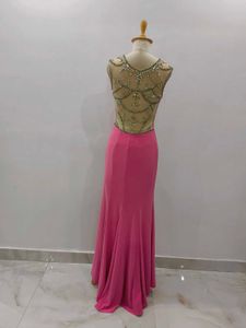 Elegant Pink Slit Gown