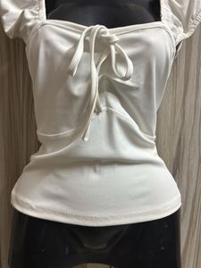 Cute White Tie-Front Top