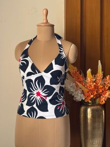 Navy Blue Backless Top