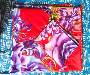 Red And Purple Bedsheet With Pillow Covers