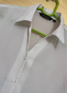 White 3/4 Sleeve Button-Down