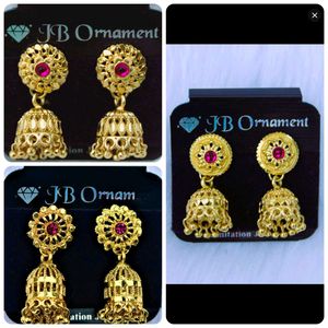 Golden Jhumka Earrings (Pack Of 3)