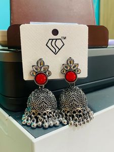Red Jhumka Earrings