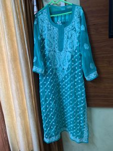 Aqua Chikankari Kurti