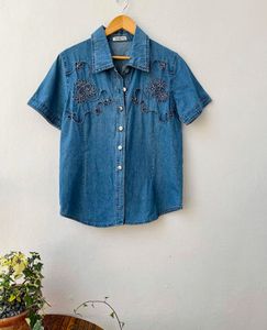 Denim Ribbon Work Shirt
