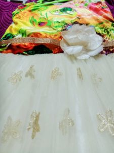 Peacock Designed White Frock🤍