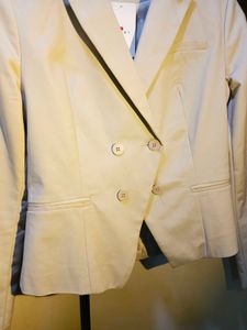 Beige Double Breasted Blazer
