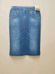 Denim Print Pencil Skirt