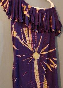 Purple Tie-Dye One Shoulder Dress