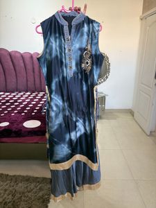 Stylish Blue Tie-Dye Kurta Set