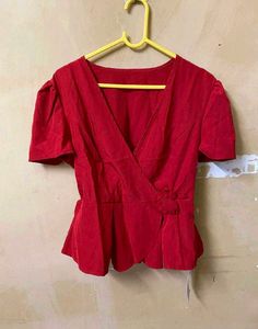 Red V Neck Top