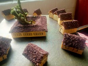 Mini Craft Ideas Hand Made ColourFul Huts Haveli Trees Pent House