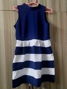 Stylish Navy &amp; White Striped Dress