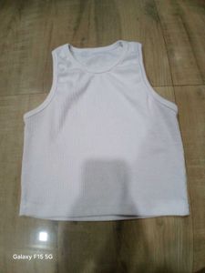 White Ribbed Tank Top