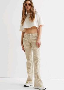 Y2k H&amp;M Beige Swirl jeans