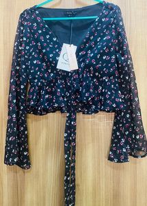 Black Floral Print Women Quiero Top