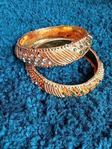 Gold Plated Bangles With Stud