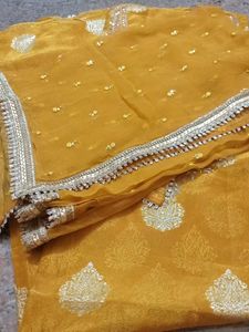 Mustard Pure Zardozi Silk suit