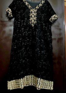 Black Golden Work Suit Salwar With Dupatta 42 Bust