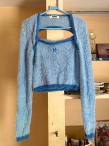 Faux fur cutout details sweatshirt/top