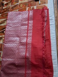 Elegant Red &amp; Silver Saree