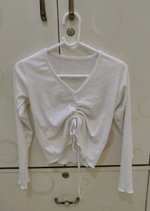 White Long Sleeve Crop Top