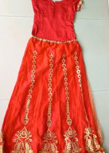 Red Kids Lehanga (Skirt And Top)