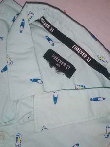 Surfboard Print Button-Down Shirt