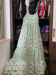 Green Floral Tiered Maxi Dress