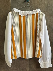 Striped Blouse with Floral Detail