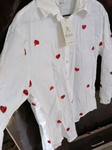 De&#39;four White Heart Print Shirt