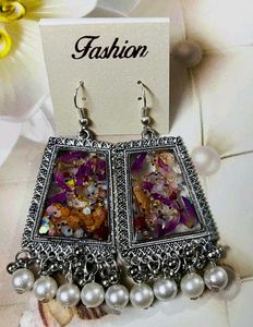 Floral Resin Drop Earrings