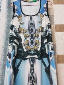 Blue &amp; White Graphic Maxi Dress