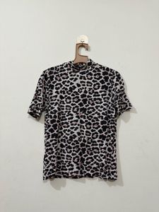 Animal Print High Neck Top