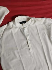 Khaadils Men White Cotton Casual Kurta