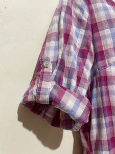 Checkered Button-Down Top