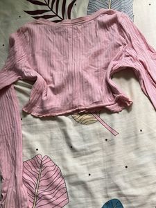 Pink Ribbed Crop Top