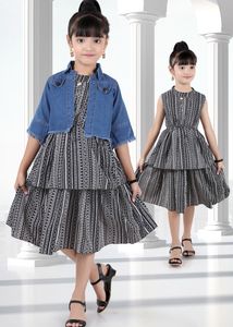 Cute Girls&#39; Dress &amp; Denim Jacket Set