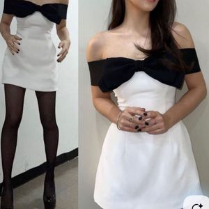 🎀White Dress with Black Bow