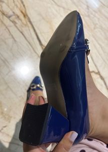 Blue Loafers with Gold Detail