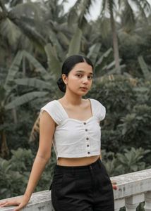 White Button-Front Top