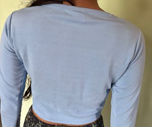 Powder Blue Square Neck Long Sleeve