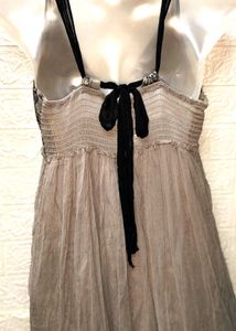 Grey Dress With Embroidery Patch Work