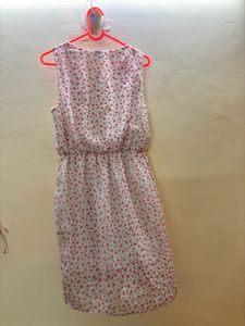 Pink And White Frock Mid Length
