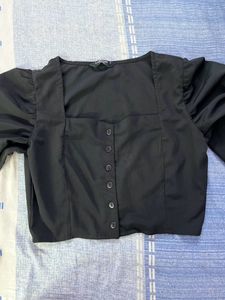 Carlton London Black Victorian Blouson Top
