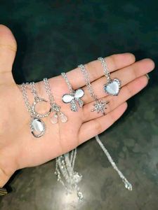 Cute Silver Charm Necklace Set