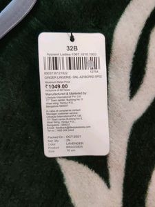 Ginger Branded Bra Size_32B, Light Blue Colour, Light Padded Bra Very Smooth